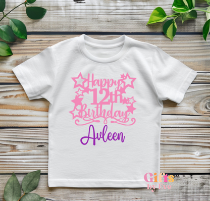 Kids Custom 12th Birthday T-Shirt | Personalised Birthday Tee