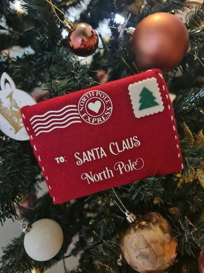 Handmade Felt Letter to Santa Envelope, Christmas Decor