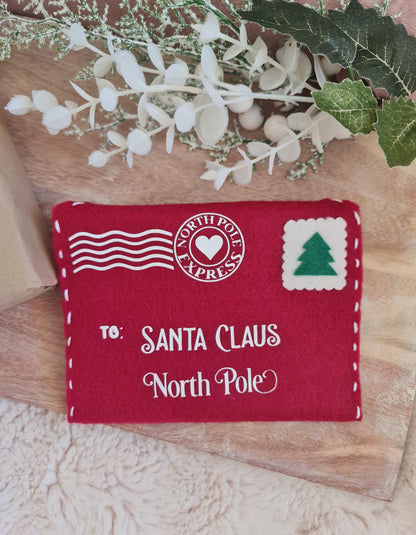 Handmade Felt Letter to Santa Envelope, Christmas Decor