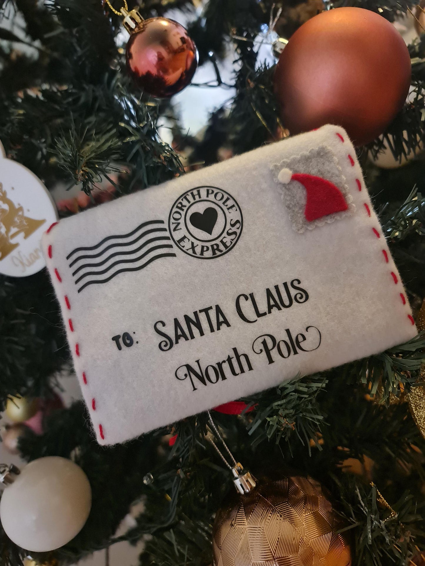 Letter to Santa Envelope, Handmade Santa Letter Envelope, Felt Christmas Decor, Handmade Christmas Decor, Christmas Letter | North Pole Mail