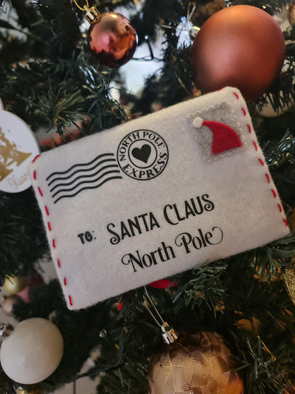 Letter to Santa Envelope, Handmade Santa Letter Envelope, Felt Christmas Decor, Handmade Christmas Decor, Christmas Letter | North Pole Mail