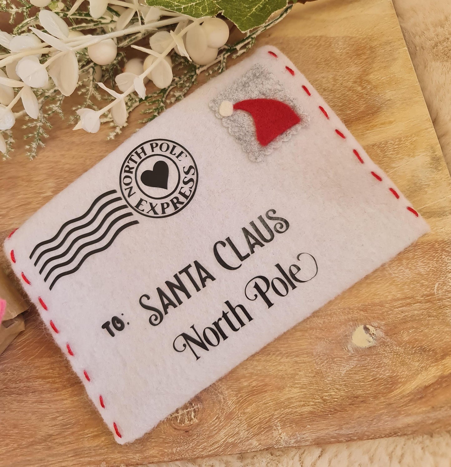 Letter to Santa Envelope, Handmade Santa Letter Envelope, Felt Christmas Decor, Handmade Christmas Decor, Christmas Letter | North Pole Mail