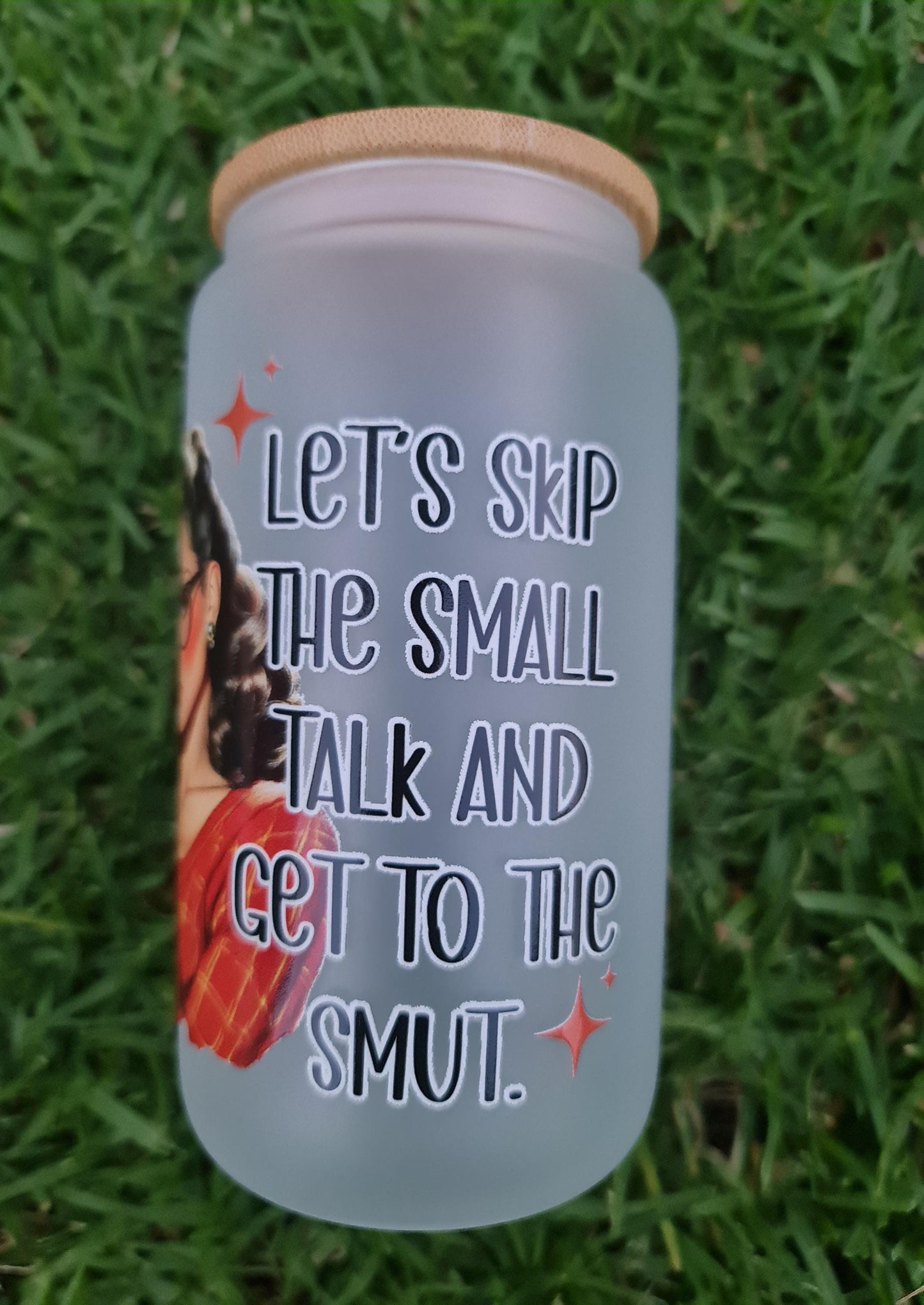 Bookish cup, Frosted glass cup, Smutty books, Let's skip the small talk glass cup, Libbey style frosted glass cup 16oz