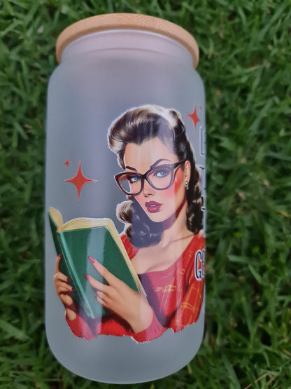 Bookish cup, Frosted glass cup, Smutty books, Let's skip the small talk glass cup, Libbey style frosted glass cup 16oz