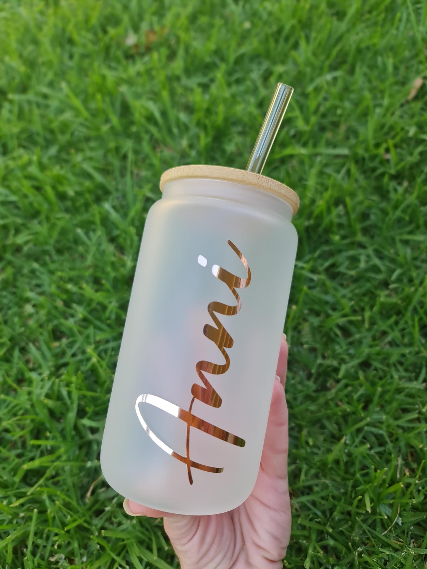 Personalised frosted glass cup 16oz, libbey style glass cup, Name cup, Bridal party cups, Bride and groom drinkware