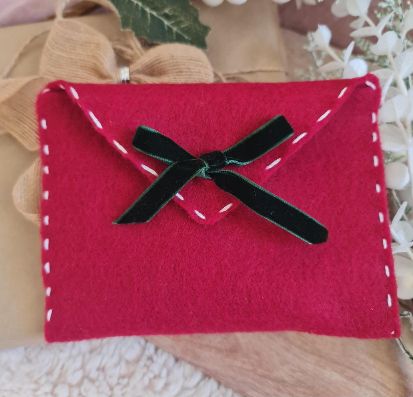 Handmade Felt Letter to Santa Envelope, Christmas Decor