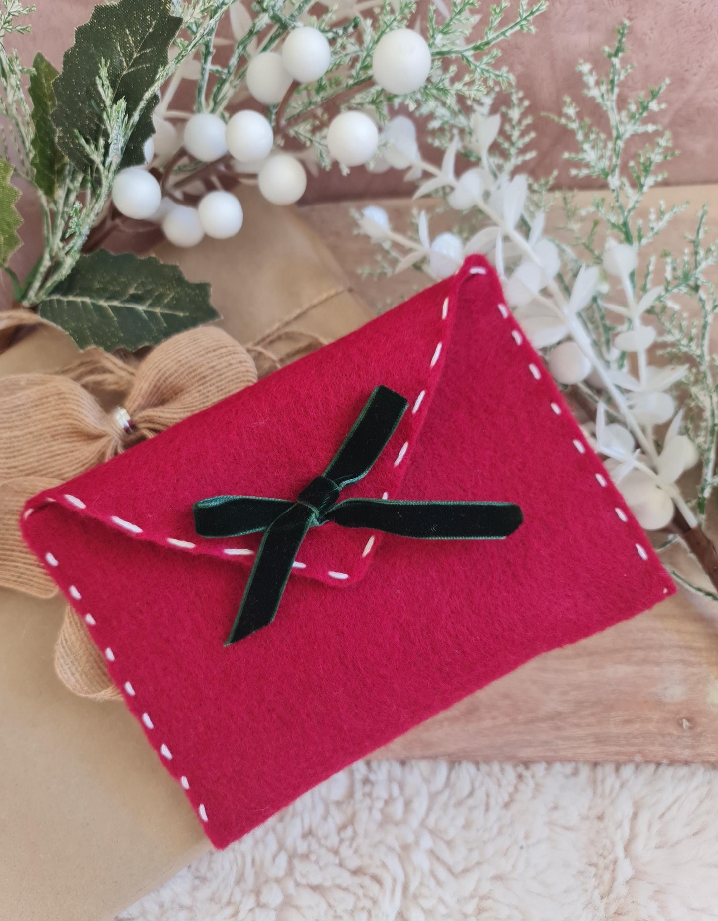 Handmade Felt Letter to Santa Envelope, Christmas Decor