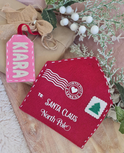Handmade Felt Letter to Santa Envelope, Christmas Decor