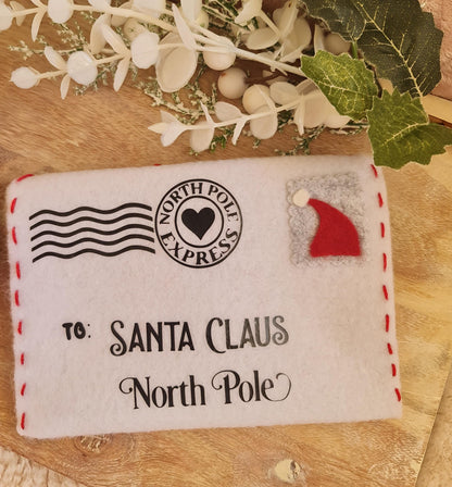 Letter to Santa Envelope, Handmade Santa Letter Envelope, Felt Christmas Decor, Handmade Christmas Decor, Christmas Letter | North Pole Mail