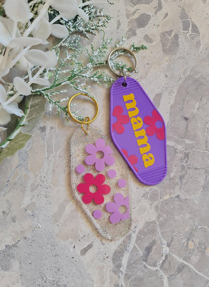 Motel keychain, acrylic keychain Flowers