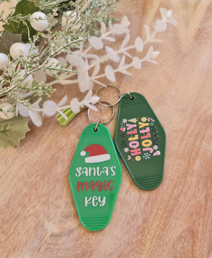 Motel keychain, Santa's magic key acrylic keychain