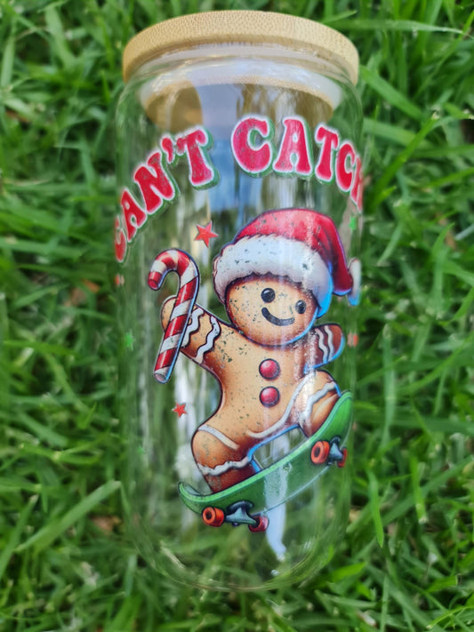 Christmas glass tumbler, glass cup 16oz, Christmas theme, fun Christmas tumbler