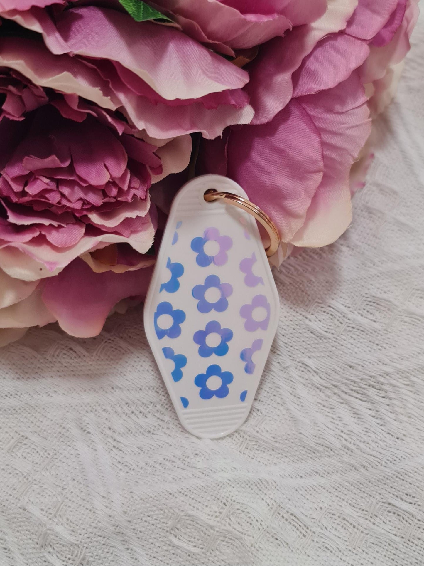 Motel keychain, acrylic keychain, trendy motel keychains, floral, flowers