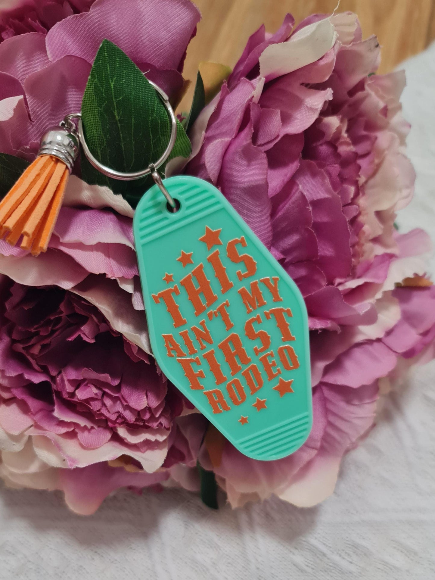 Motel keychain, acrylic keychain, trendy motel keychains, this ain't my first rodeo