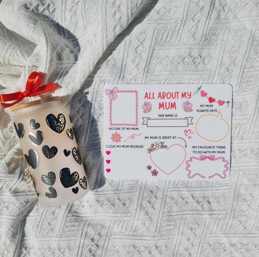 All about my mum reusable board for Mother's Day, mum gift, gift from kids, customisable, mum plaque