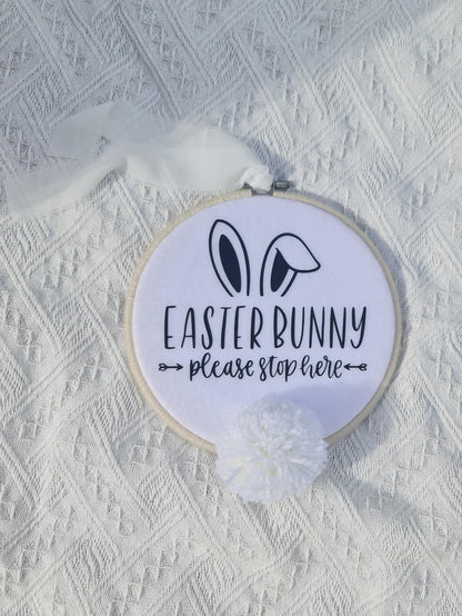 Easter Bunny please stop here, easter gift, easter decor, room decor, keepsakes
