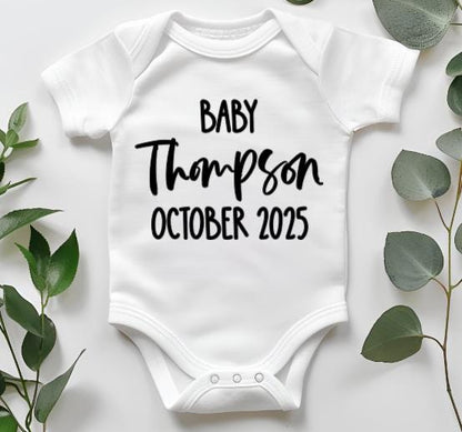 Personalised Baby Announcement outfit, New Baby, Baby bodysuit