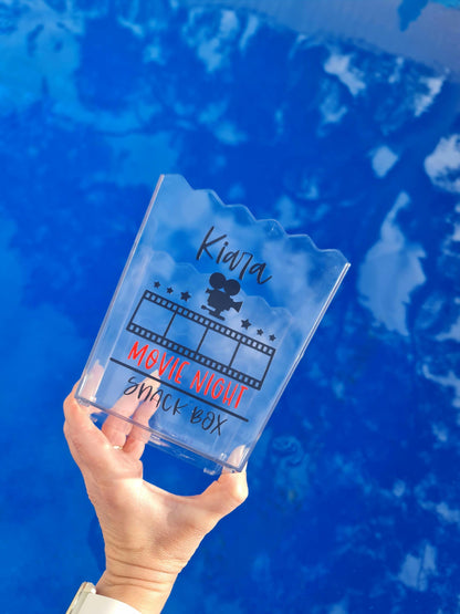 Personalised Movie Night Snack Box | Custom Popcorn Box | Sleepover Party Favour Box | Kids Birthday Party Popcorn Box | Family Movie Night