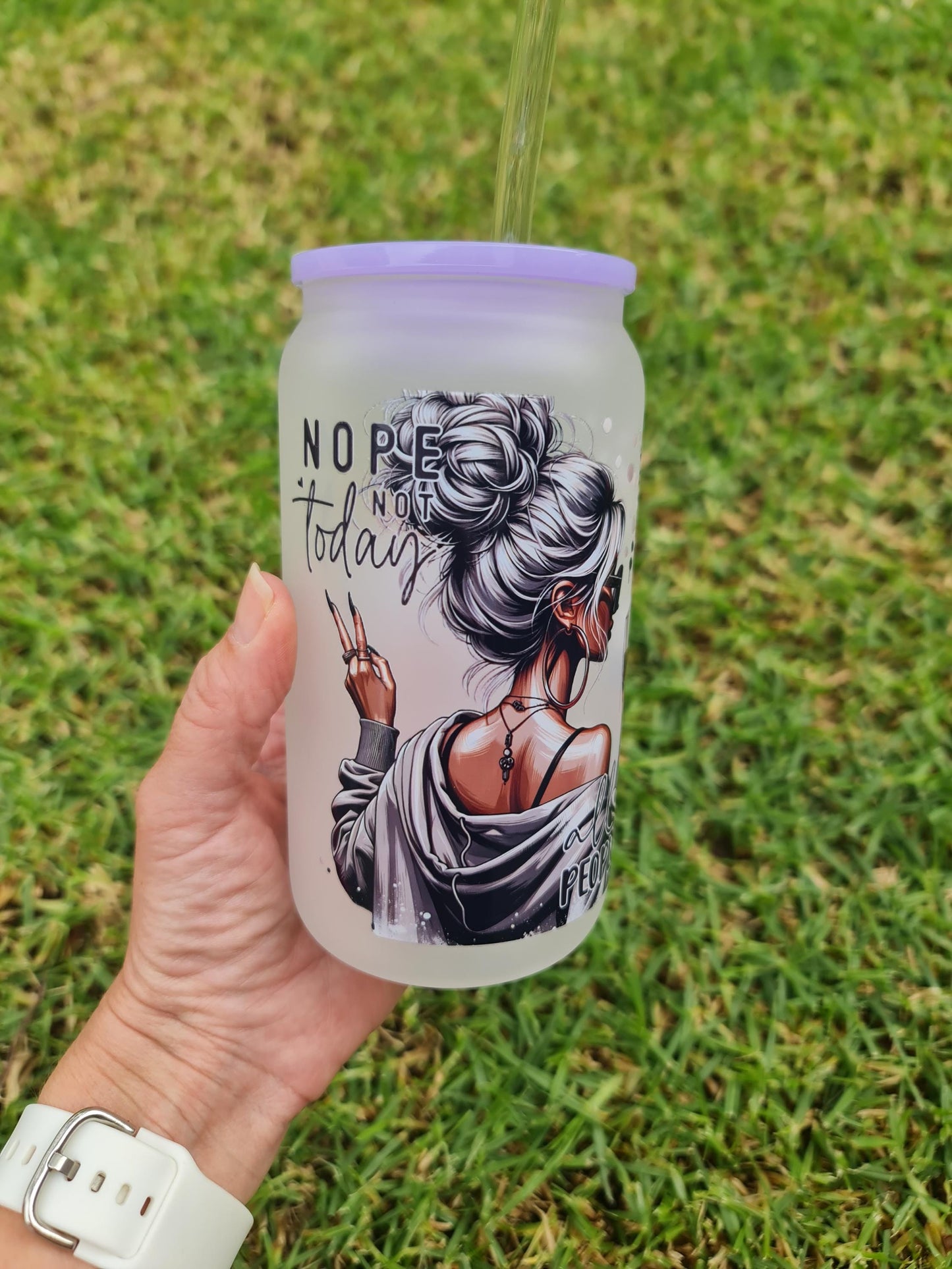 Nope not today, all peopled out. Glass can, glass tumbler, gift cup