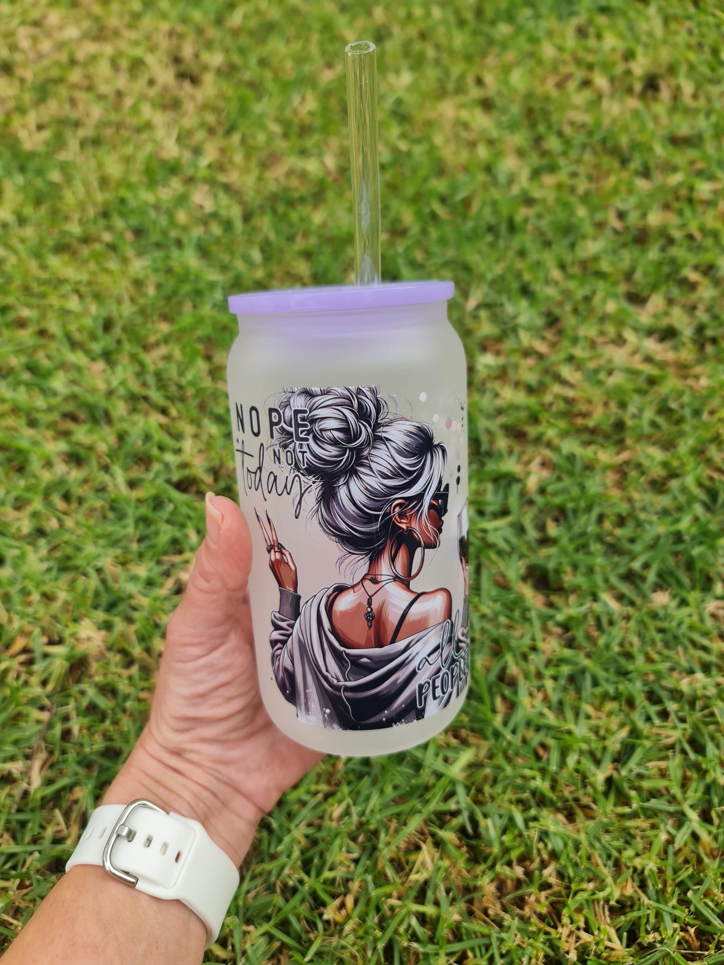 Nope not today, all peopled out. Glass can, glass tumbler, gift cup