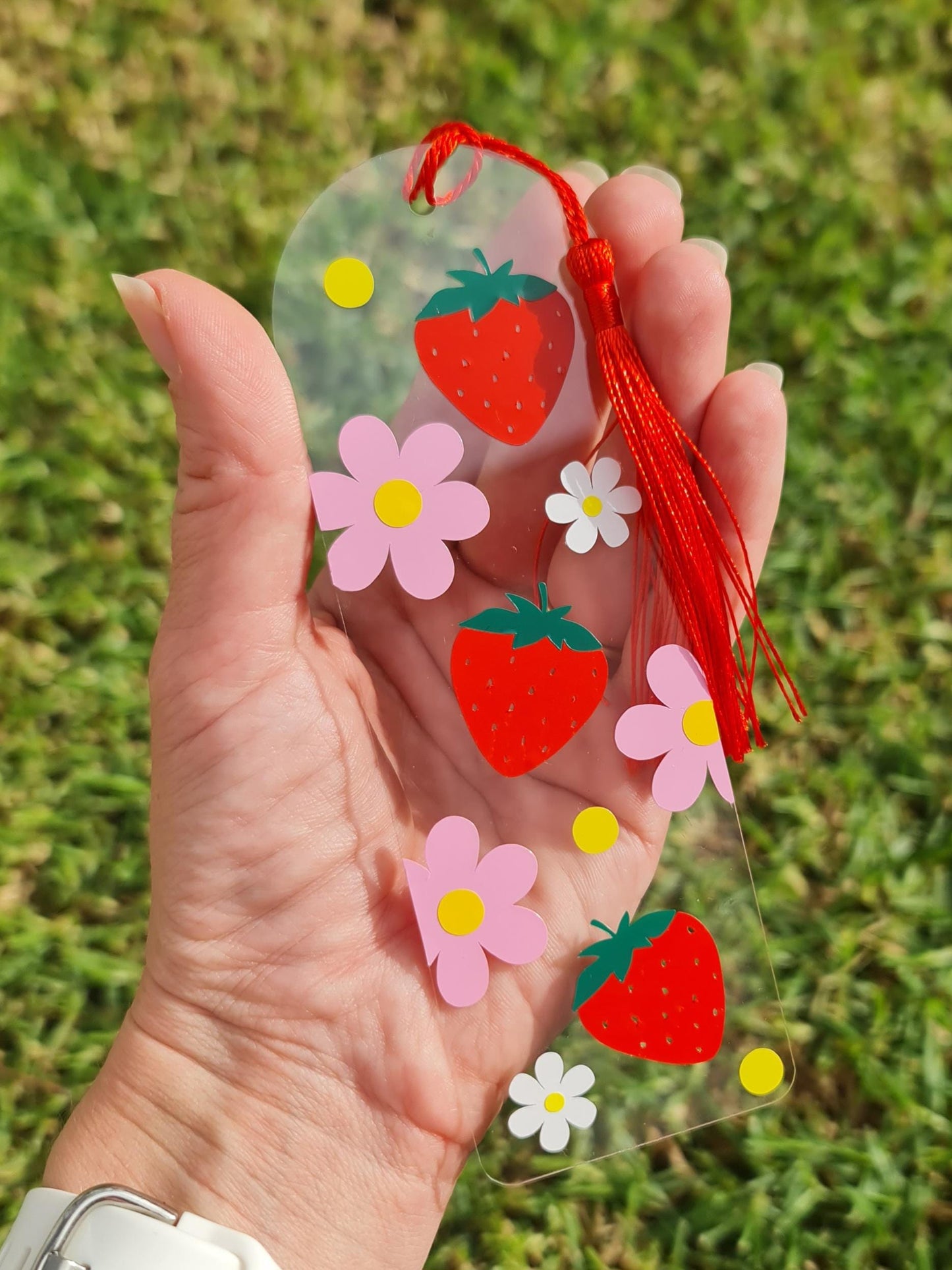 Fruity bookmark,  cute bookmarks, strawberry bookmark,  cherry bookmark,  daisy bookmark