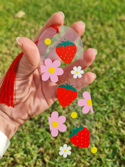 Fruity bookmark,  cute bookmarks, strawberry bookmark,  cherry bookmark,  daisy bookmark