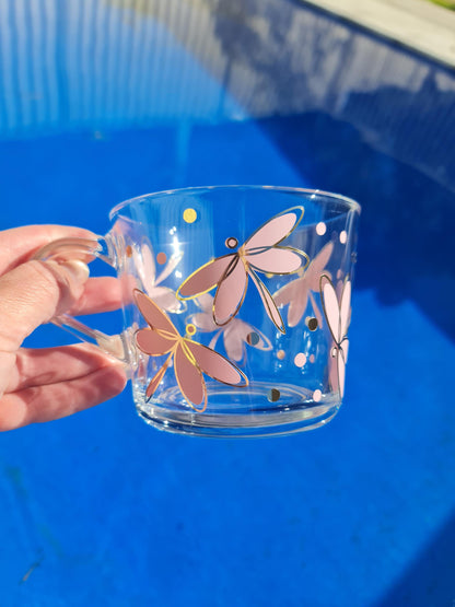 Dragonfly Glass Coffee Mug  Nature Inspired Tea Cup (360ml)