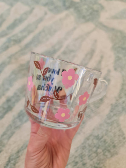I Love You So Matcha Glass Mug | Cute Matcha Latte Mug | Fun Tea Lover Gift | Valentines Day Gift for Matcha Lovers | Clear Glass Cup