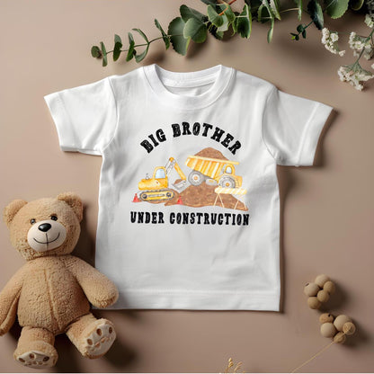 Custom Big Brother Under Construction Shirt | Personalised Baby Announcement Shirt | Sibling Reveal Tee | Big Brother Construction Tee