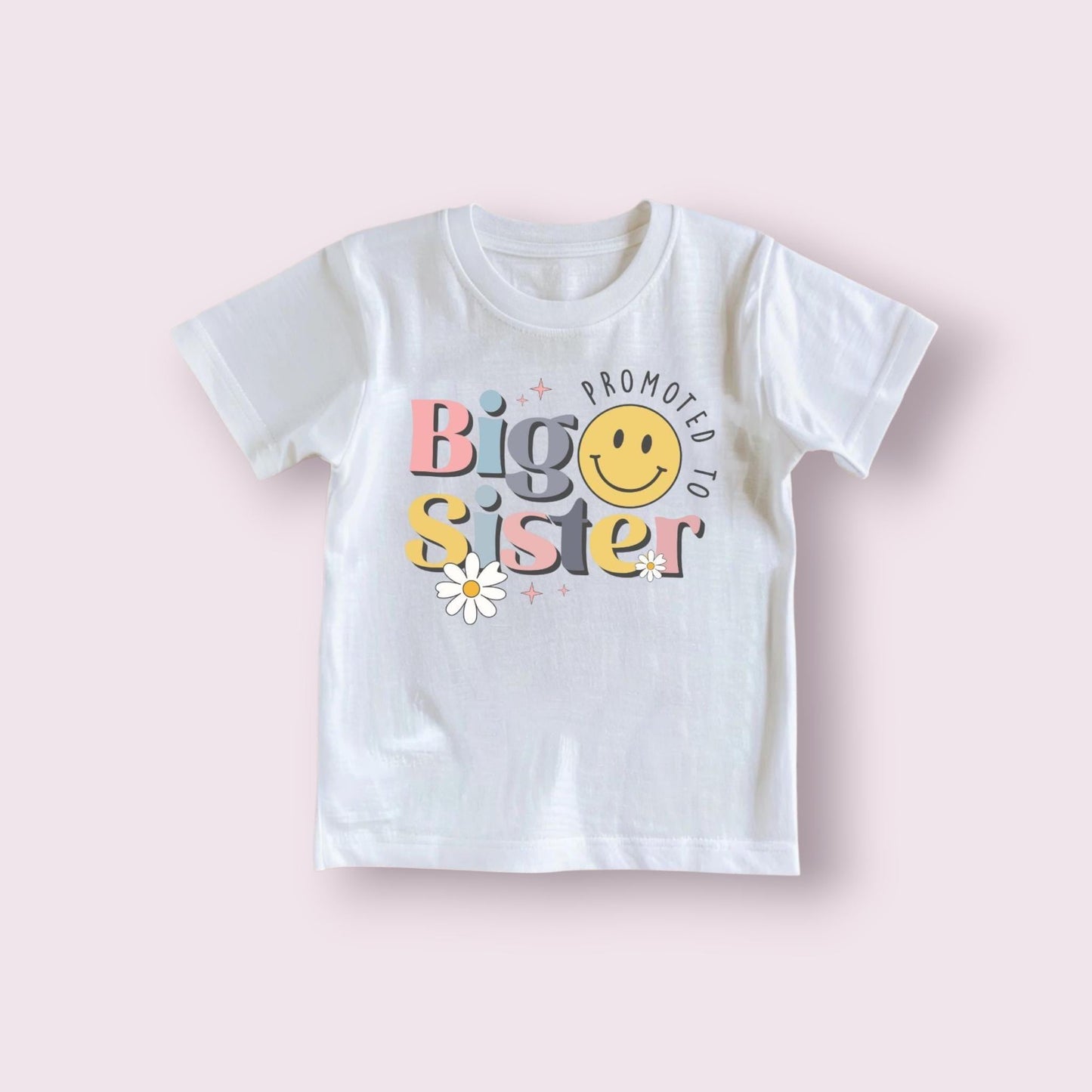 Promoted to Big Sister Shirt | Retro Big Sister T-Shirt Toddler & Kids | Sibling Announcement Outfit | Pregnancy Reveal Gift for Girls