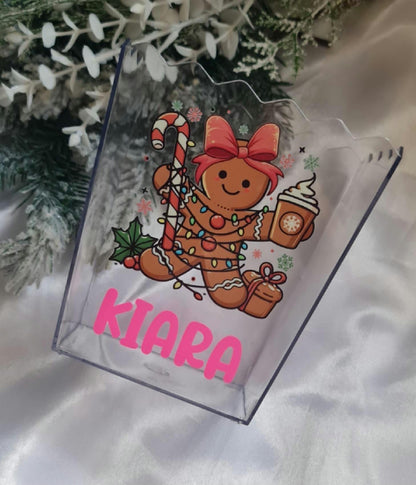 Personalized Christmas Movie Night Acrylic Snack Box | Gingerbread Design
