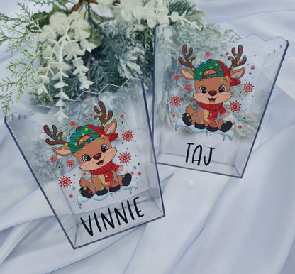 Personalised Reindeer Christmas Treat Box | Kids Movie Night Snack Box | Custom Popcorn Bucket