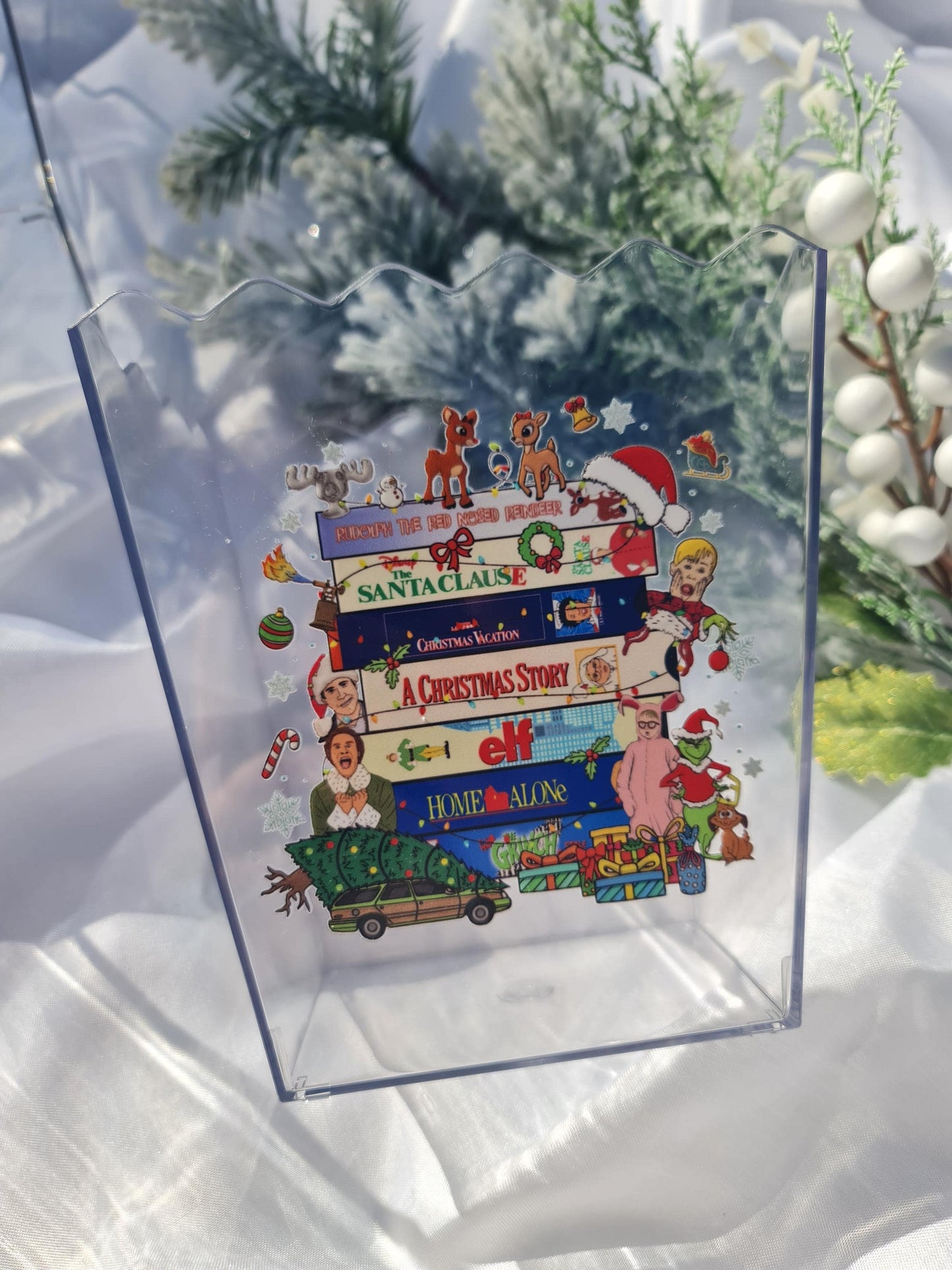 Christmas Movie Night Popcorn Box  Holiday Treat Bucket