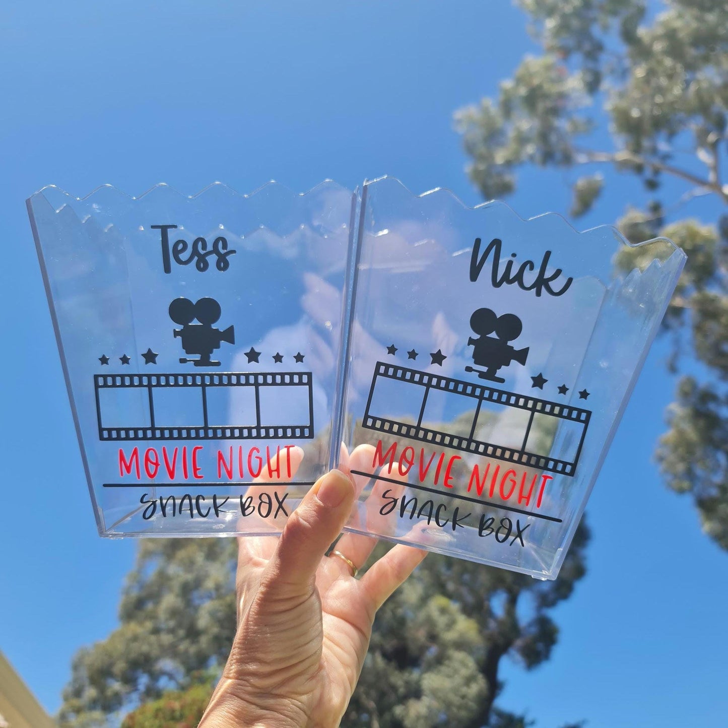 Personalised Movie Night Snack Box | Custom Popcorn Box | Sleepover Party Favour Box | Kids Birthday Party Popcorn Box | Family Movie Night
