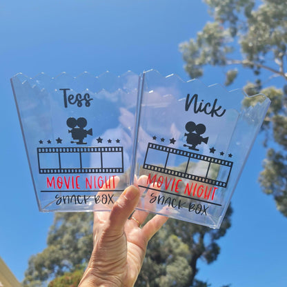 Personalised Movie Night Snack Box | Custom Popcorn Box | Sleepover Party Favour Box | Kids Birthday Party Popcorn Box | Family Movie Night