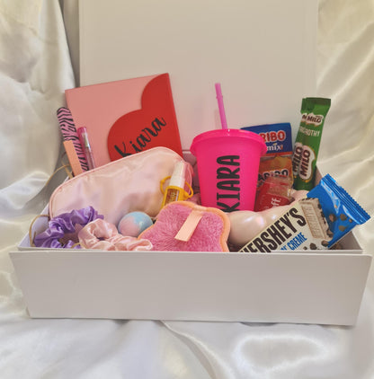 Personalised Teen Pamper Gift Set  Custom Journal & Cold Drink Cup, Self-Care Box for Girls, Birthday Gift For Her