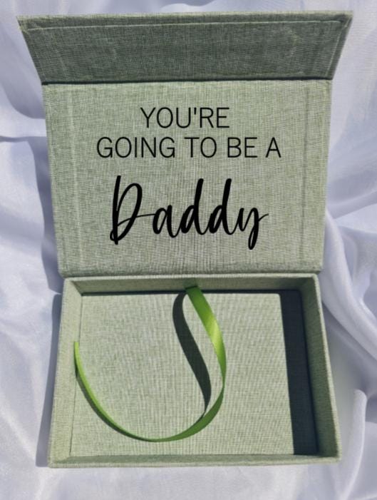Pregnancy Announcement Keepsake Box | You're Going to Be a Daddy Gift | Baby Reveal Box for Husband | Linen Photo Box | New Dad Gift