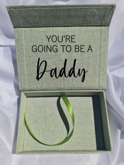Pregnancy Announcement Keepsake Box | You're Going to Be a Daddy Gift | Baby Reveal Box for Husband | Linen Photo Box | New Dad Gift