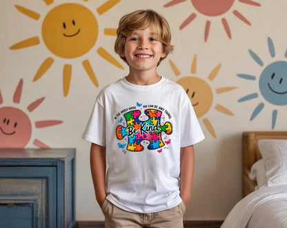 In a World Where You Can Be Anything Be Kind Shirt, Autism Awareness Kids Tee, Neurodiversity Kindness T Shirt, Harmony Day