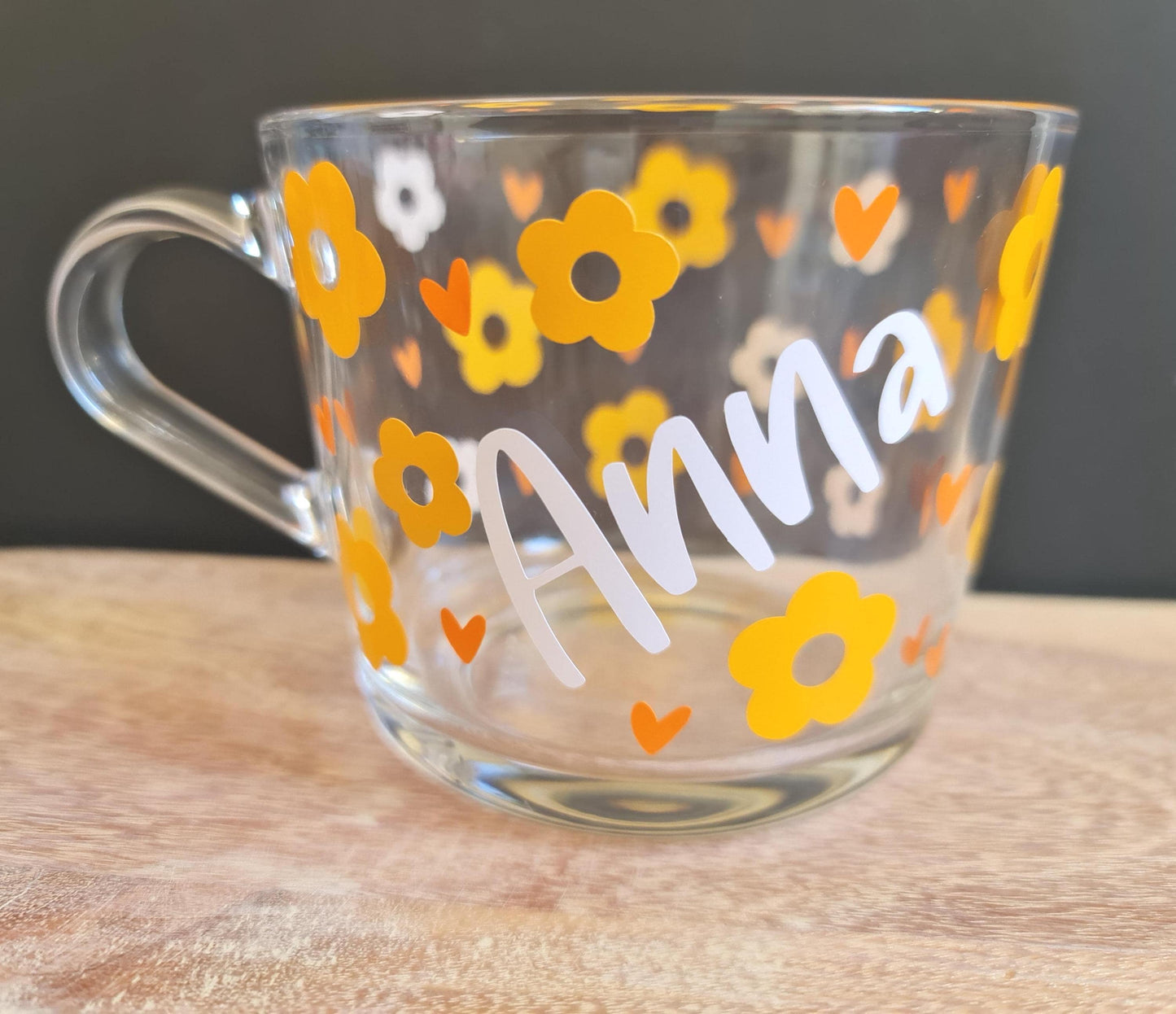 Personalised Glass Mug, Custom Coffee Cup, Clear Mug, Gift for Her, Name Mug, Teacher Gift