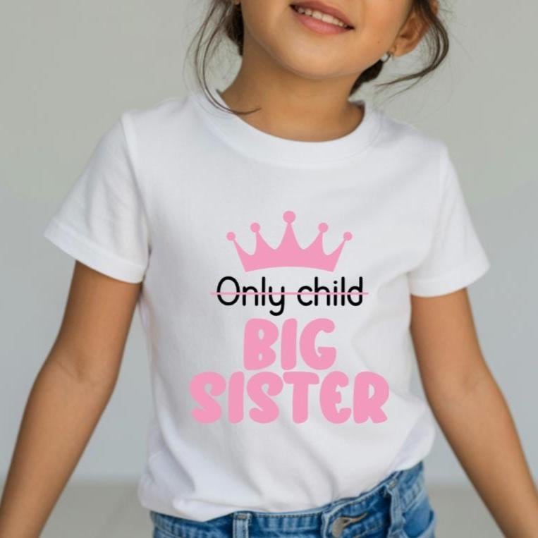 Promoted from Only Child to Big Sister Shirt, Sibling Announcement Outfit, New Big Sister Gift