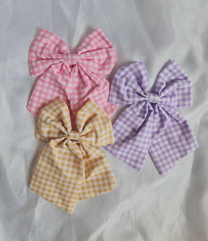 Personalised Kids Gingham Hair Bow  Custom Name Hair Clip  Baby & Toddler Bow  Sweet Everyday Accessory