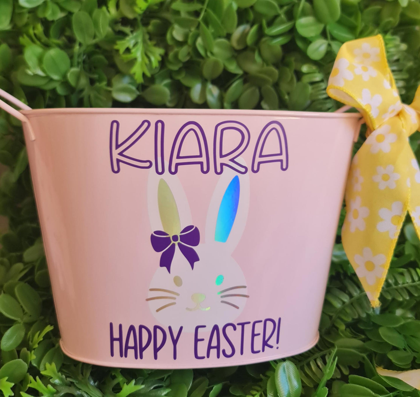 Personalised Easter Metal Bucket  Custom Name Easter Basket for Kids
