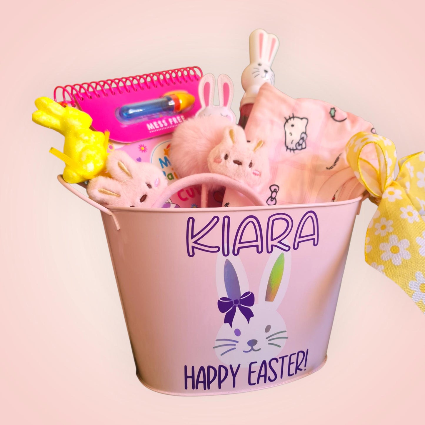 Personalised Easter Metal Bucket  Custom Name Easter Basket for Kids