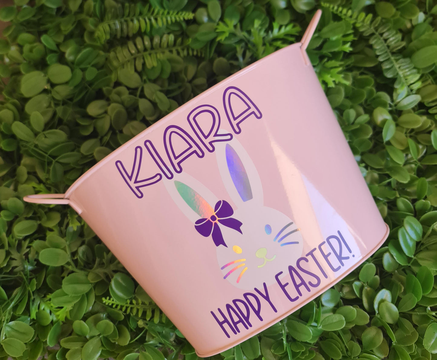 Personalised Easter Metal Bucket  Custom Name Easter Basket for Kids