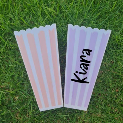 Personalised Popcorn Container  Classic Striped Popcorn Box, Custom Movie Night or Party Favour Snack Bucket