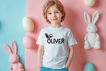 Personalised Kids Easter T-Shirt  Custom Name Easter Bunny Shirt, Girls & Boys Easter Outfit, Easter Egg Hunt Shirt, Kids Easter Gift