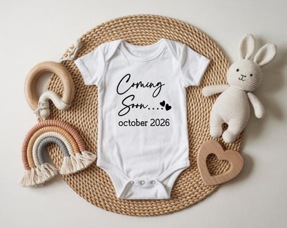Personalised Baby Announcement Bodysuit  Custom Name Baby Reveal Outfit  Pregnancy Announcement Gift
