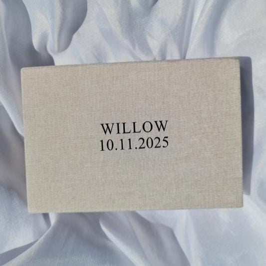 Personalised Linen Baby Keepsake Box  Custom Name Memory Box  Baby Shower Gift  Newborn Keepsake