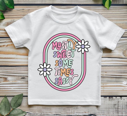Mostly Sweet, Sometimes Sassy Toddler T-Shirt  Cute Funny Kids Graphic Tee  Trendy Girl Outfit